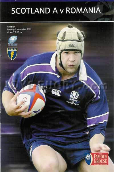 2002 Scotland A v Romania  Rugby Programme